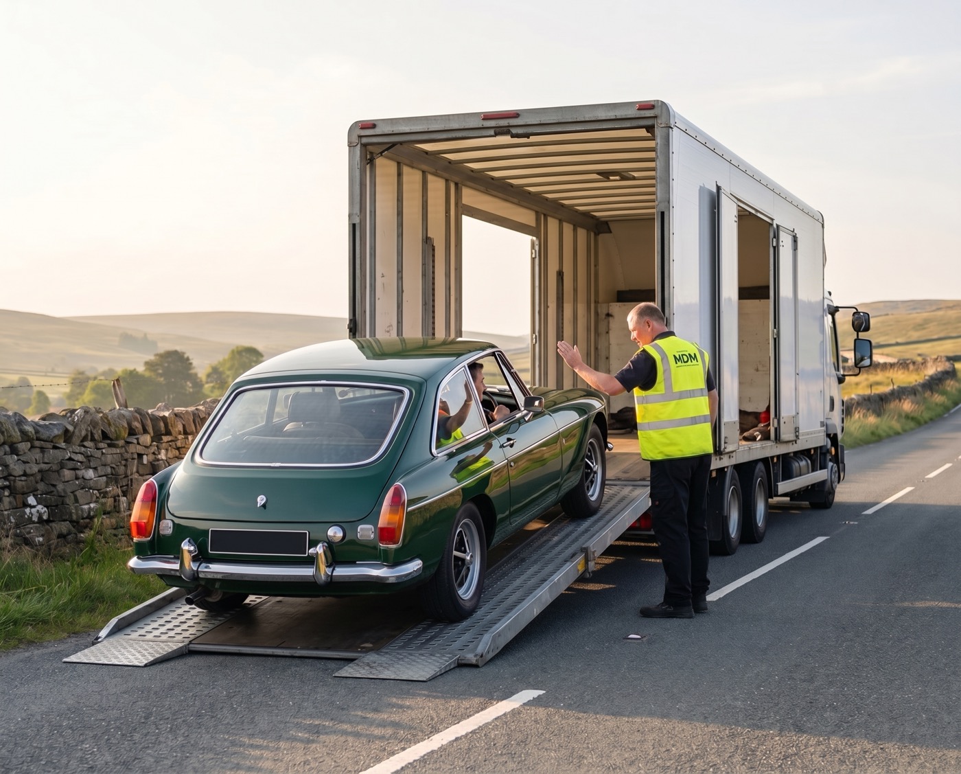 Classic car transport · classic car on a transporter